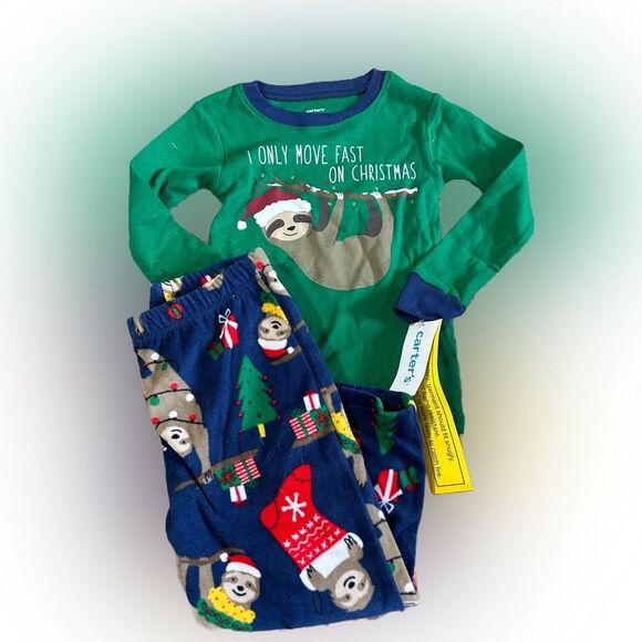Toddler Boys Carter’s Sloth Christmas Pajamas NWT - Picture 1 of 3